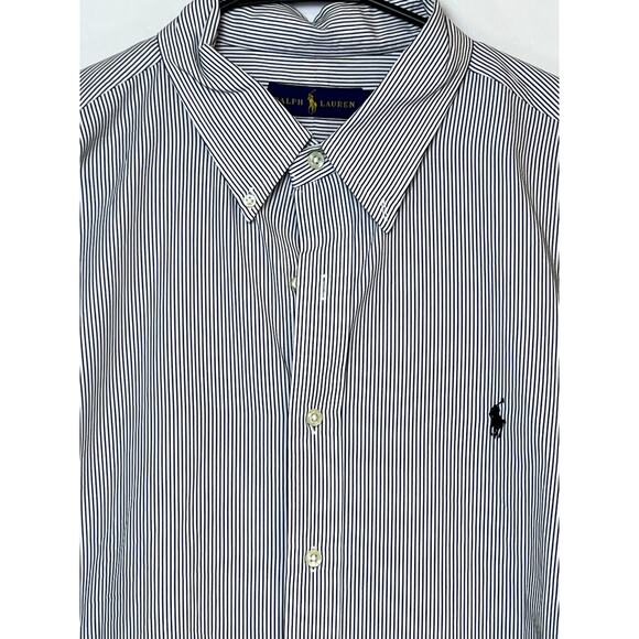 Ralph Lauren Men's 2XL White/Black Striped Button Down Preppy Shirt - Picture 7 of 7